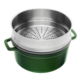 Cocotte avec panier vapeur 26 cm, Rond(e), Basilic, Fonte