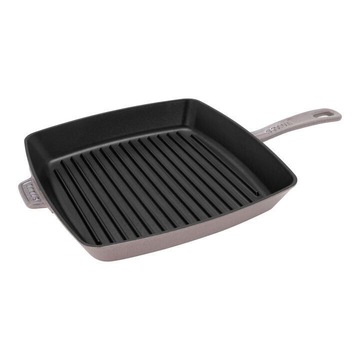 Cast Iron, 12-inch, Cast Iron, Square, Grill Pan, Lilac, large 1