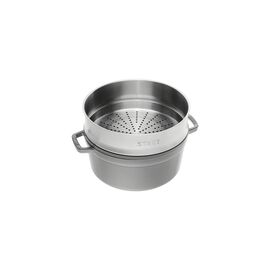Cocotte avec panier vapeur 26 cm, Rond(e), Gris graphite, Fonte