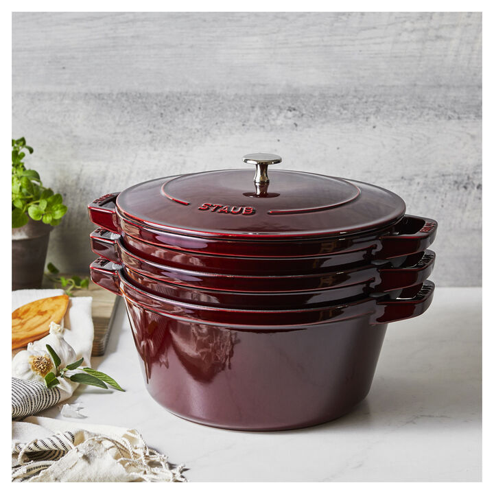 Cast Iron, 4-pc Stackable Set, Grenadine, Cast Iron , large 2