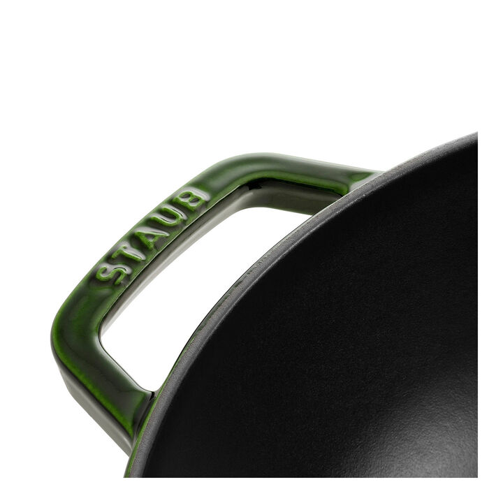 Specialities, Wok mit Glasdeckel 30 cm, rund, Basilikum-Grün, Gusseisen, large 2