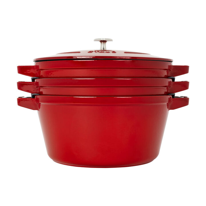 Cast Iron, 4-pc Stackable Set, Cherry, Cast Iron , large 3