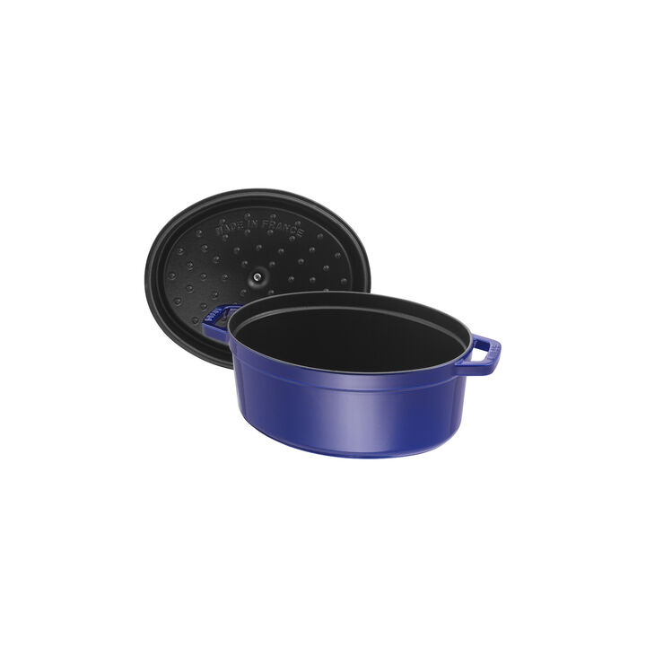 Cast Iron, 5.75 qt, Oval, Dutch Oven, Dark Blue, large 4