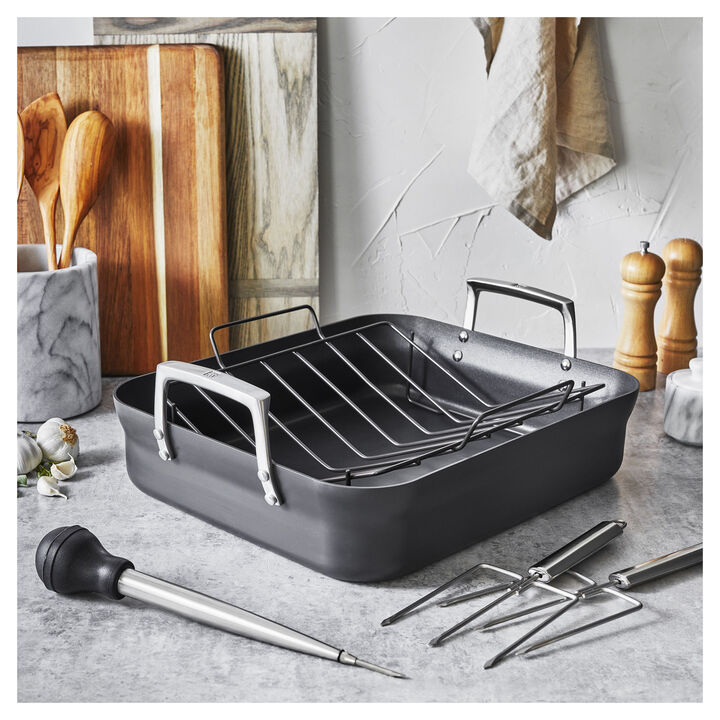 Motion, 41 x 36 cm aluminum rectangular Roaster, black, large 3