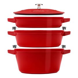 3-pcs Cast iron Pot set Stackable cherry