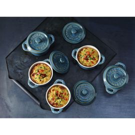 Mini Cocotte 10 cm, rund, Antik-Türkis, Keramik