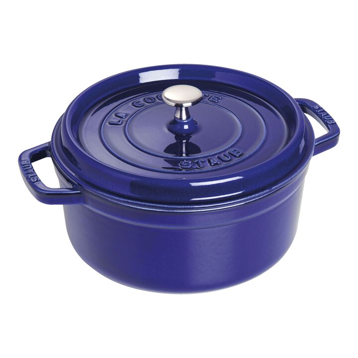 La Cocotte, Cocotte 22 cm / 2,5 l, Rund, Mørk-Blå, Støbejern, large 1