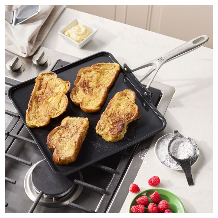 Motion Ceramic, 28 cm / 11 inch aluminum square non-stick griddle, black, large 2