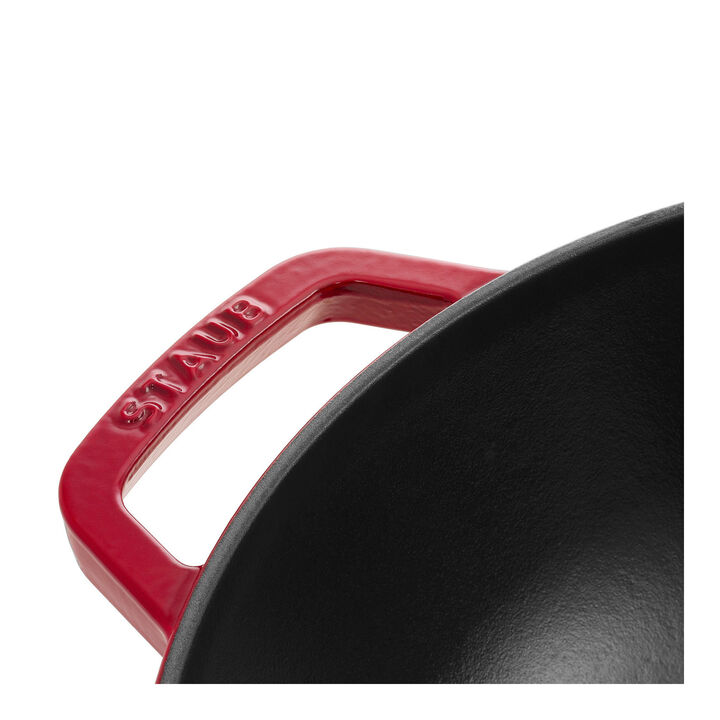 Specialities, Wok mit Glasdeckel 30 cm, rund, Kirsch-Rot, Gusseisen, large 3
