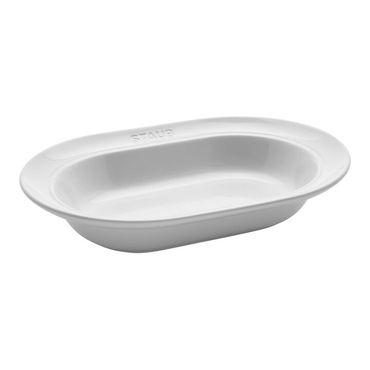 Dining Line, 25 cm ceramic oval serving dish, white, large 1