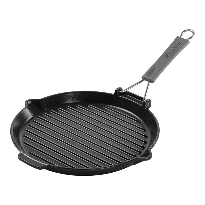 Grill Pans, Bistecchiera con becchi rotonda - 28 cm, nero, large 1