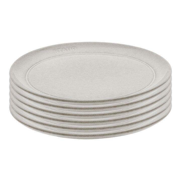 Dining Line, Tallriksset, 6-st/ 20 cm, Vit tryffel, Keramik, large 1