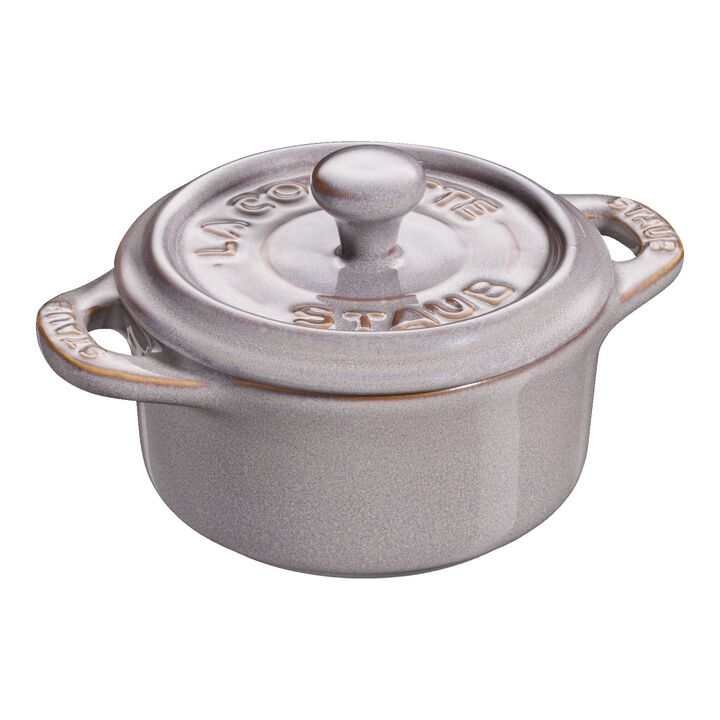 Ceramique, ピコ・ココット 10 cm, ラウンド, アンティークグレー, セラミック, large 1