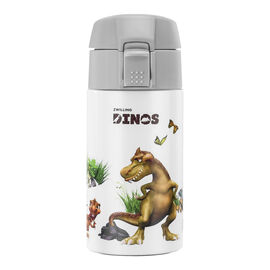 DINOS Drinking Bottle, 350 ml, stainless steel, white-grey