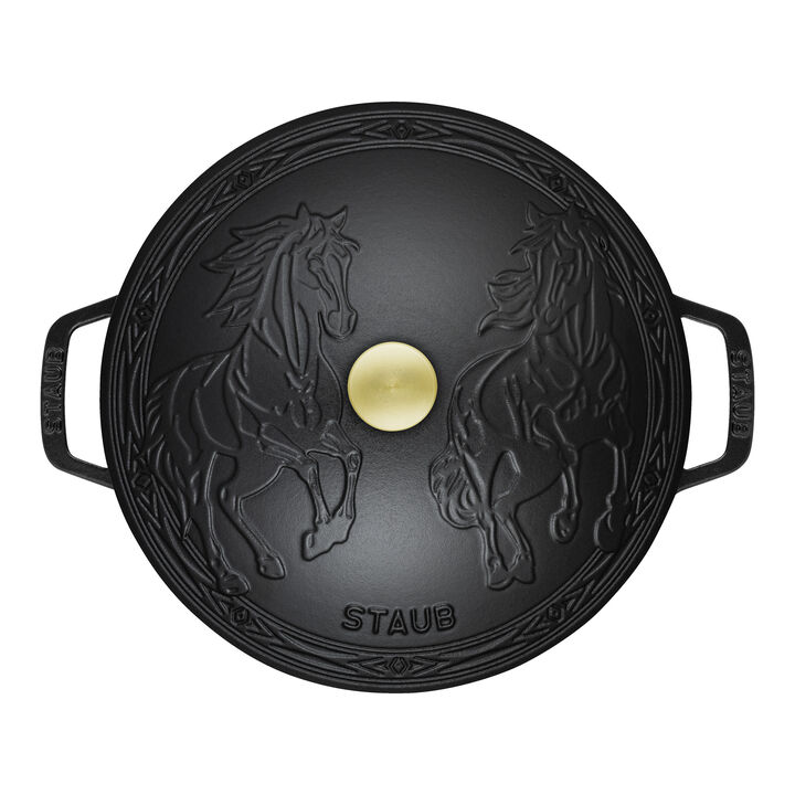 La Cocotte, 5 qt, Essential French Oven with Horse Lid, black matte, large 2