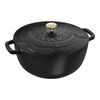 La Cocotte, 4.8 l cast iron round Essential French Oven with Snake Lid, black, small 1