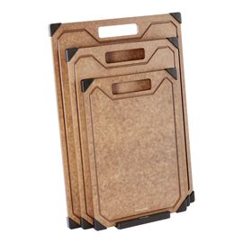 Set de planches à découper avec support, 4-pcs., marron / noir, Fibre de Bois 