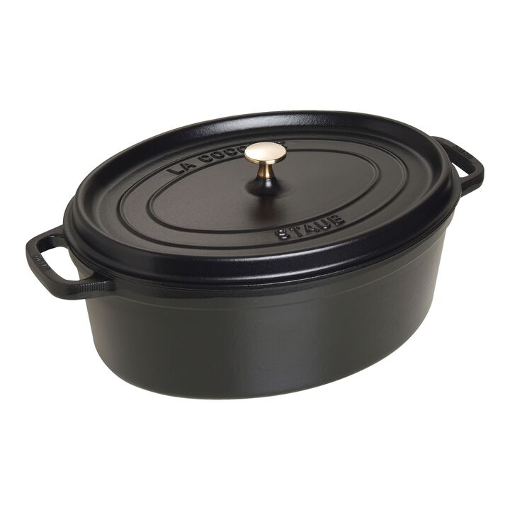 La Cocotte, Cocotte 37 cm, Ovale, Noir mat, Fonte, large 1