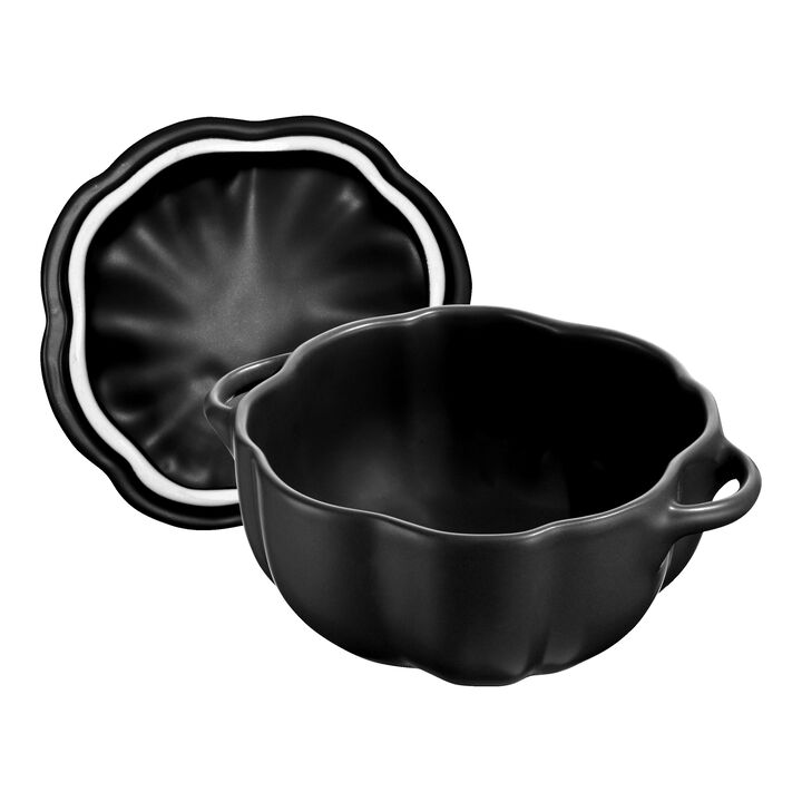 Stoneware, 0.75 qt, Pumpkin, Petite Dutch Oven, Black Matte, large 3
