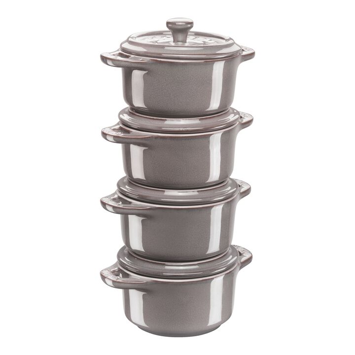 Ceramique, Gryt set 4-st, Rund, Antik grå, Ceramic, large 1