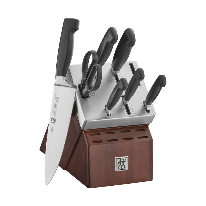 Four Star, 8-pc, Self-Sharpening Knife Block Set, brown, large 3