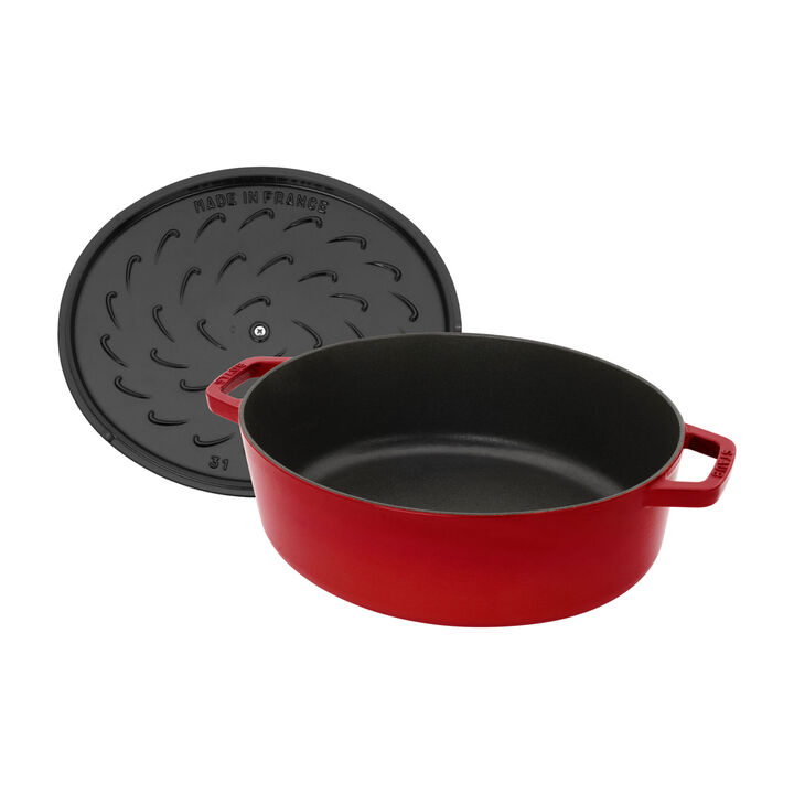 Cast Iron, 6.25 qt, Wide Oval Dutch Oven, cherry - Factory Second, large 3