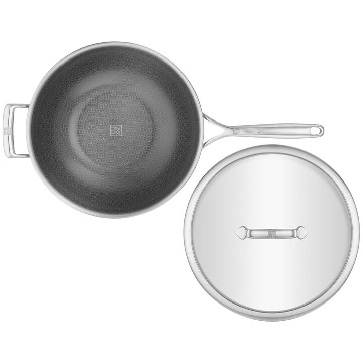 Peak, 12-inch, 18/10 Stainless Steel, Wok With Lid Ceramic Hybrid, large 4