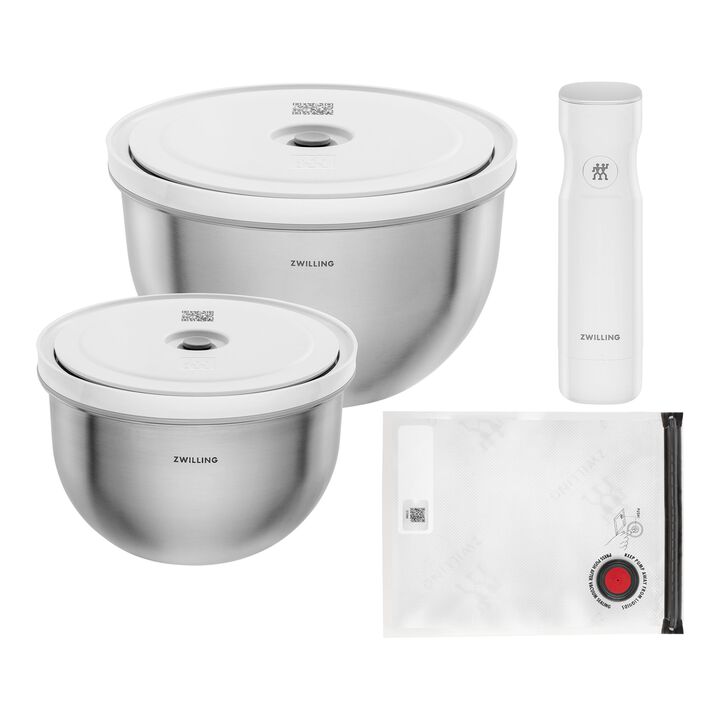 FRESH & SAVE Bowls, Set de démarrage de bols sous vide en acier inoxydable, large 1
