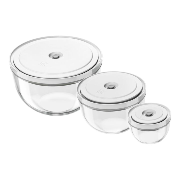 Fresh & Save BOWLS, Set de bols sous vide S/M/L / 6-pcs, Verre, transparent-blanc, large 1