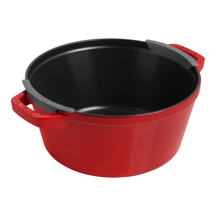 Stackable Set, 3-pcs Cast iron Pot set Stackable cherry, large 4