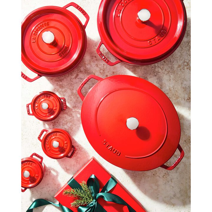 Stoneware, 3-pc, Mini Round Dutch Oven Set, cherry, large 4