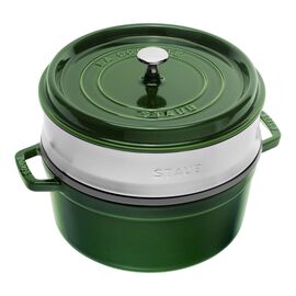 Cocotte avec panier vapeur 26 cm, Rond(e), Basilic, Fonte