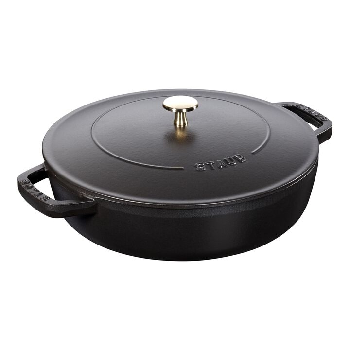 Braisers, 24 cm round Cast iron Saute pan Chistera black, large 1