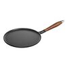 Pans, Cr&ecirc;pi&egrave;re avec poign&eacute;e en bois 28 cm, Noir, small 1