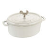 Cast Iron, 5.75 qt, Oval, Coq Au Vin Dutch Oven, Pure-white, small 1
