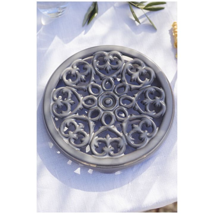 Cast Iron - Accessories, 9-inch, Round, Cast Iron Lilly Trivet, Graphite Grey, large 2