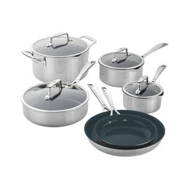 10-pc, Non-stick, Stainless Steel Ceramic Cookware Set 
