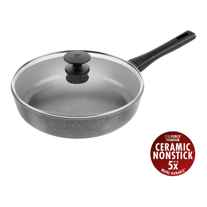 Terreno Plus, Traktörpanna med glaslock, 28 cm, Aluminum, Titanförstärkt keramisk non-stick-beläggning, large 1