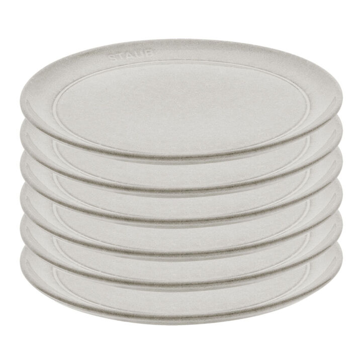 Conjunto de pratos planos 15cm, 6-pzs, cerámica, branco trufado, large 1