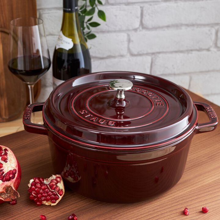 La Cocotte, Cocotte 24 cm, redondo, Vermelho grenadina, Ferro fundido, large 2