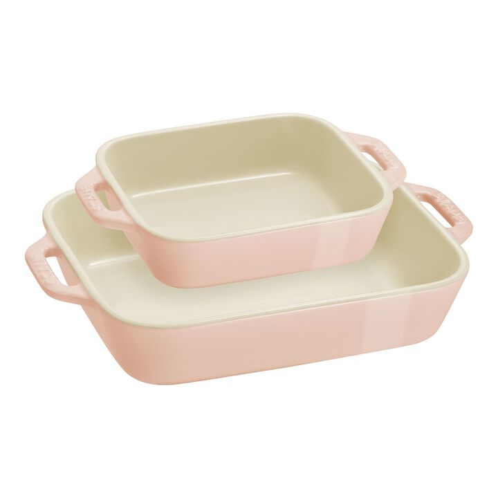 Ceramique, レクタンギュラーディッシュセット マカロンピンク 2-個, large 1