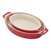 Stoneware, 2-pc, Oval Baking Dish Set, cherry, small 1