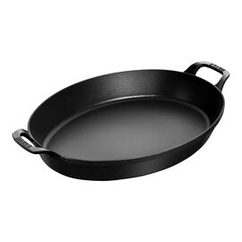 Plat à four avec 2 poignées 37 cm, Oval, Noir