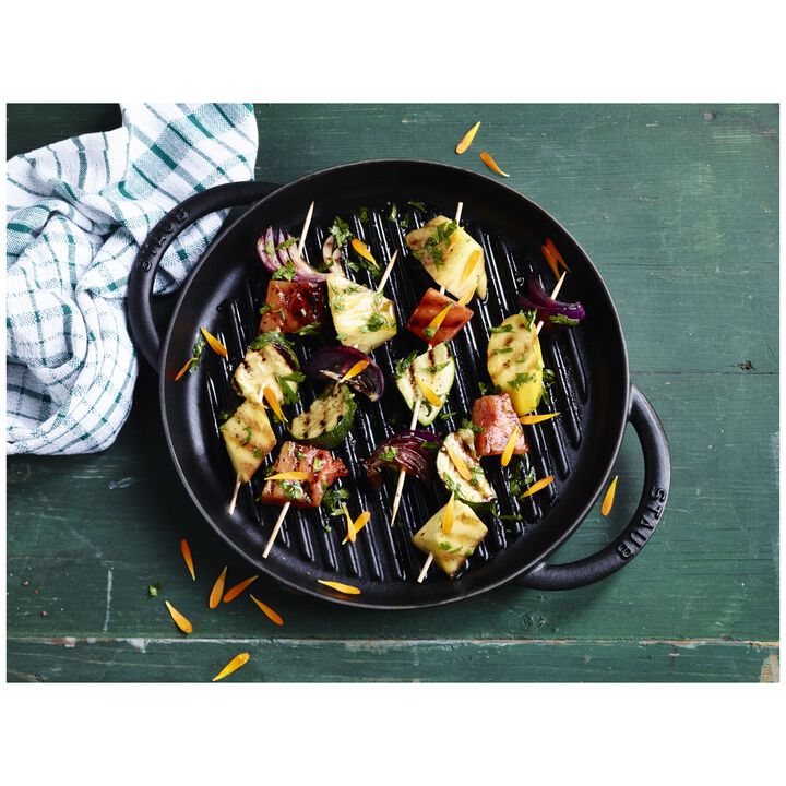 Grill Pans, Grelhador 23 cm, redondo, Preto, Ferro fundido, large 3
