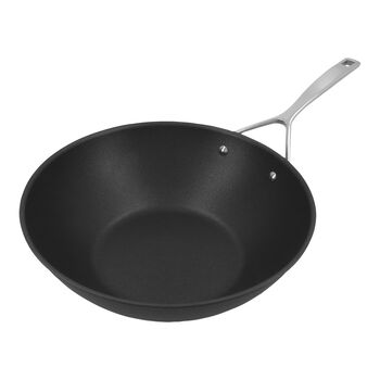 Wok Tava d&uuml;z taban | Al&uuml;minyum | G&uuml;m&uuml;ş-Siyah | 30 cm,,large 3