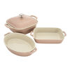 Stoneware, 4-pc, Macaron Mixed Baking Dish Set, light pink, small 1