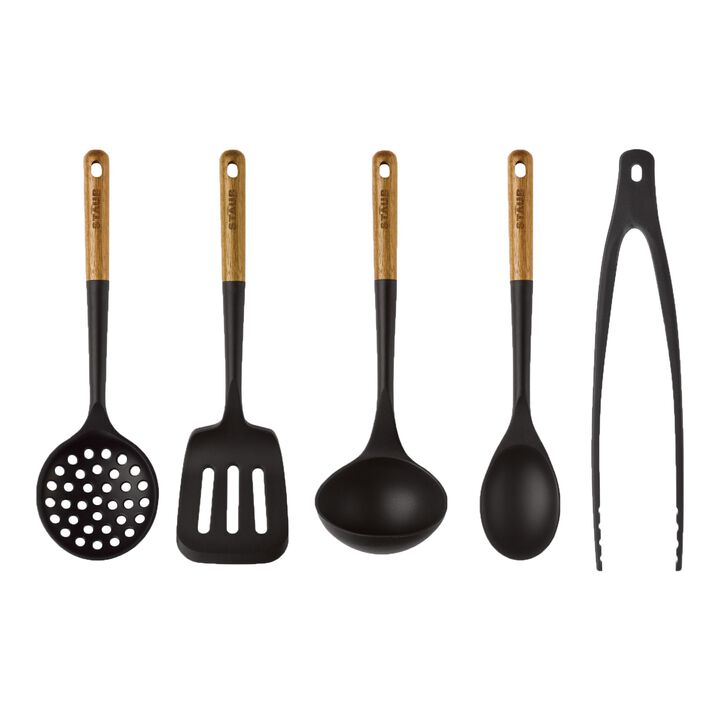 5 Piece silicone Kitchen gadgets sets, black, large 1