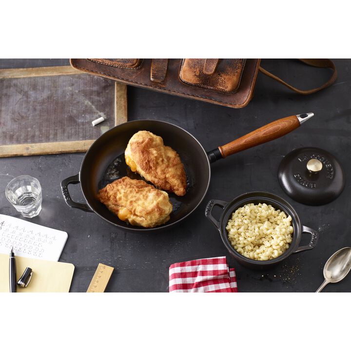 Pans, Bratpfanne mit Holzgriff 24 cm, rund, Schwarz, Gusseisen, large 4