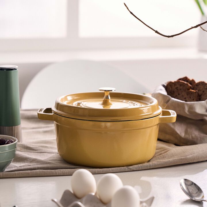 La Cocotte, Cocotte 24 cm / 3,7 l, Rund, Citron, Støbejern, large 2