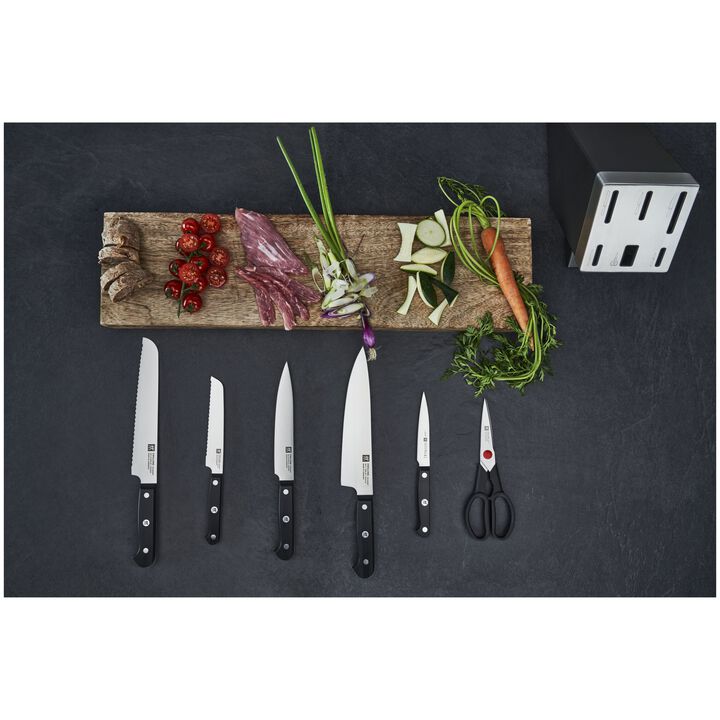 Gourmet, 7-tlg, Selbstschärfender Messerblock, Grau, large 4
